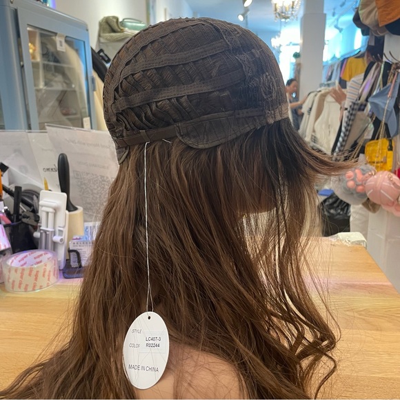 Human hair blend brown wig with bang - Picture 6 of 9